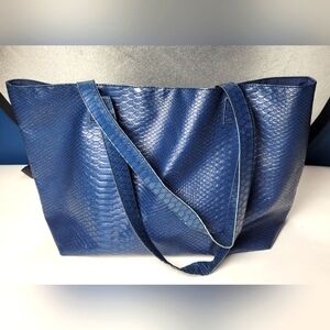 Blue Textured Tote Bag